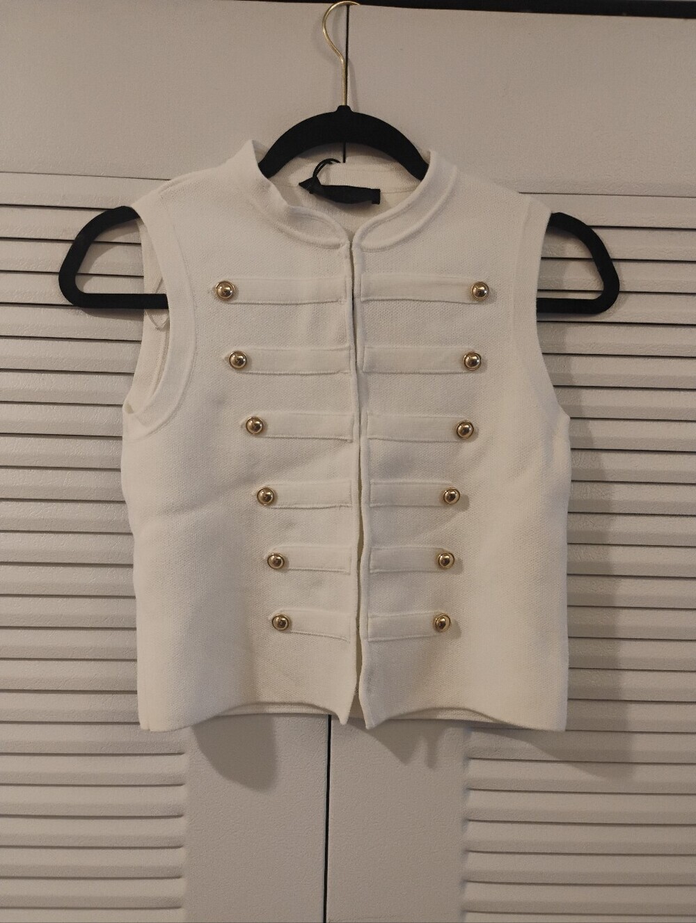 Zara Cream Sleeveless Military Button Vest - Picture 6 of 8